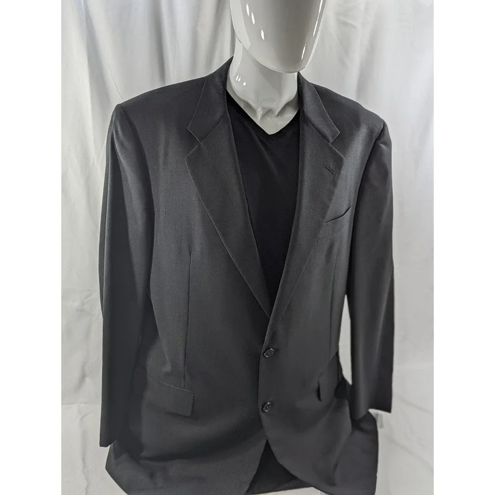 Hickey Freeman Blazer Sport ‎ Jacket Suit Coat Dark Gray Subtle Crosshatch 44L